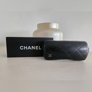 Chanel Quilted Leather Eyeglass Case With Box - Black